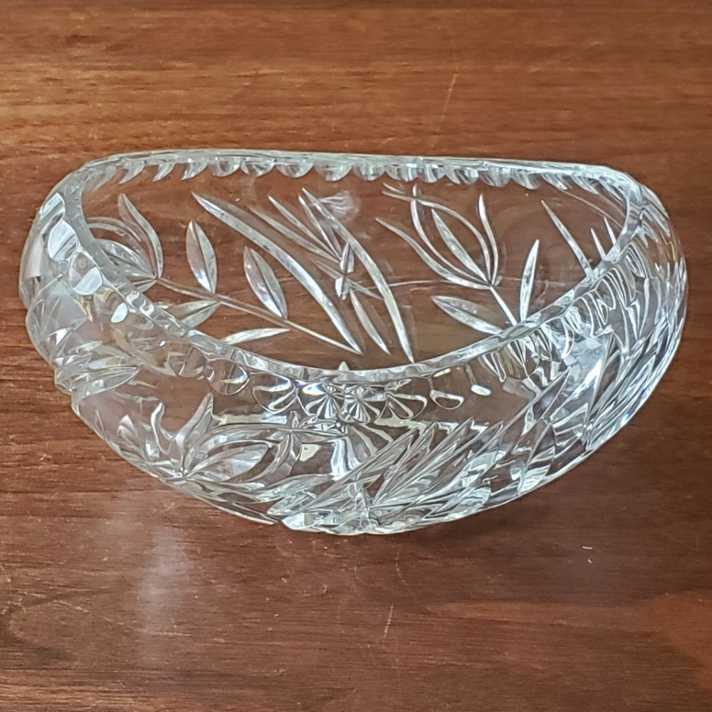Cut Crystal Canoe-Shaped Bowl Excellent Condition